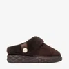 Jimmy Choo Diamond Maxi Suede-shearling Mules In Brown