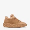Jimmy Choo Diamond Maxi Retro Suede-shearling Sneakers In Brown