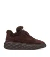 Jimmy Choo Diamond Maxi Shearling-trimmed Suede Sneakers In Brown
