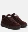 Jimmy Choo Diamond Maxi Shearling-trimmed Suede Sneakers In Brown