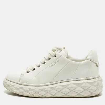 Pre-owned Jimmy Choo Diamond Maxi Size 36 White Leather Lace Up Sneakers