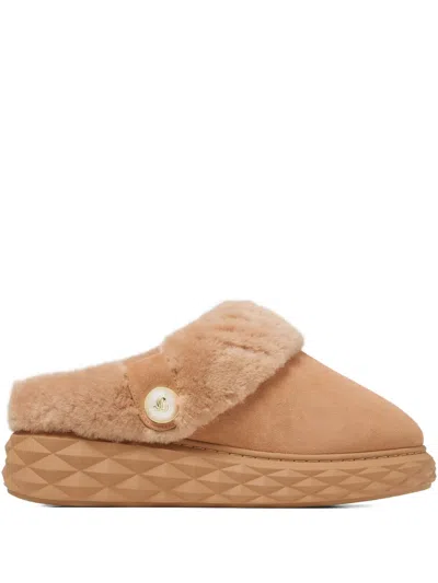 Jimmy Choo Diamond Maxi Slippers In Brown