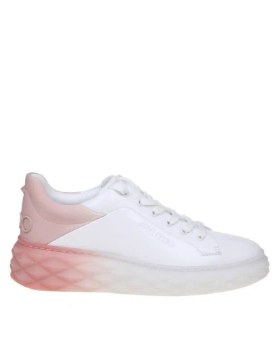 Jimmy Choo Diamond Maxi Sneakers In White And Pink Leather