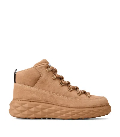 Jimmy Choo Diamond Maxi Suede Hiking Boots In Brown