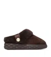 Jimmy Choo Diamond Maxi Suede-shearling Mules In Brown