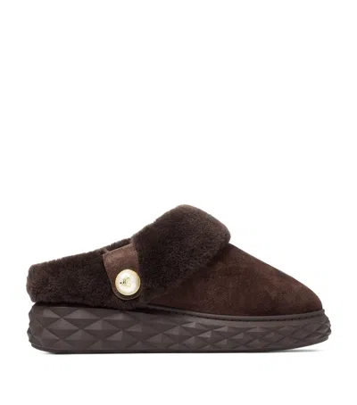 JIMMY CHOO DIAMOND MAXI SUEDE-SHEARLING MULES