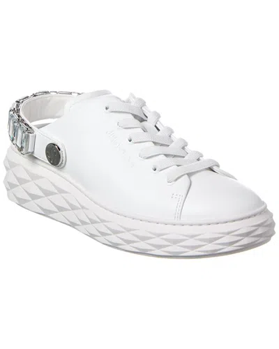 Jimmy Choo Diamond Maxi/crystal Leather Sneaker In White