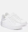 Jimmy Choo Low Top Leather Sneakers With Metallic Heel In White
