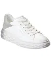 Jimmy Choo Low Top Leather Sneakers With Metallic Heel In White