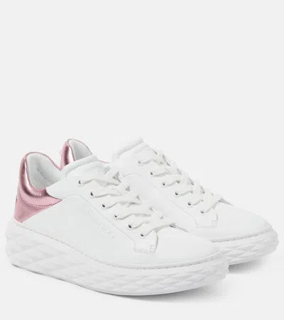 Jimmy Choo Diamond Maxi/f Ii Leather Sneakers In White