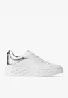 Jimmy Choo Womens  Diamond Maxi Brand-embossed Leather Low-top Trainers In White