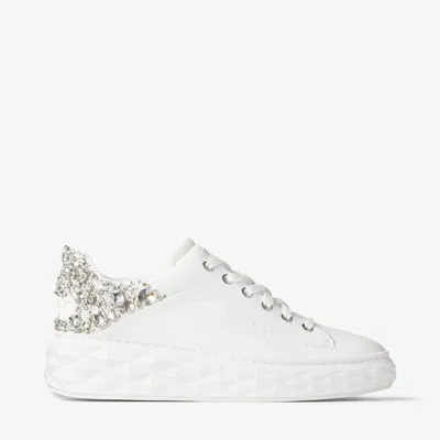 Jimmy Choo Diamond Light Maxi Leather Sneakers In White