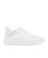 Jimmy Choo Low Top Leather Sneakers With Metallic Heel In White