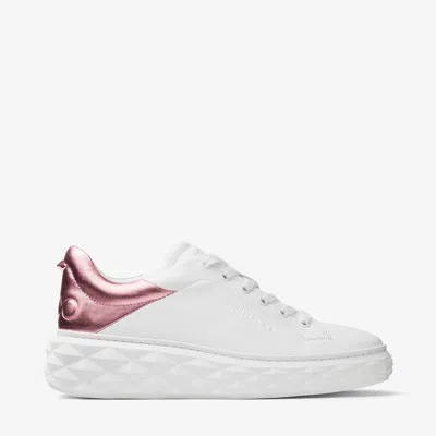 Jimmy Choo Diamond Maxi Metallic-effect Sneakers In V White/pink Sherbet