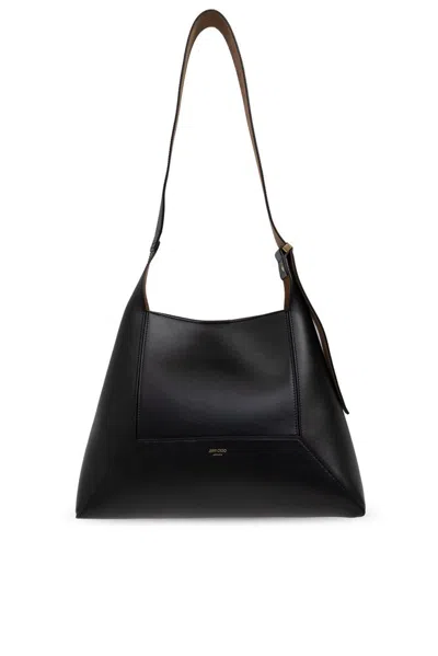 Jimmy Choo Medium Diamond Soft Shiny Leather Bag In Black
