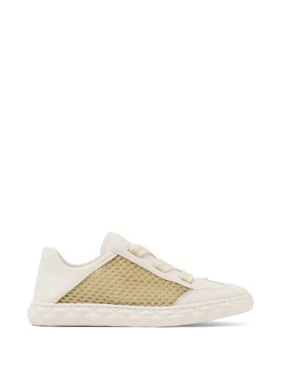 Jimmy Choo Diamond Mesh Leather Sneaker In White