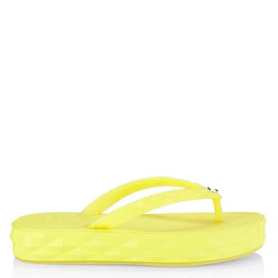 Jimmy Choo Diamond Rubber Flip Flops In Yellow