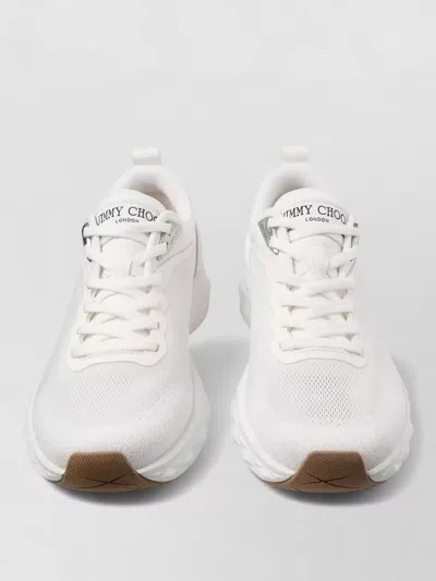Jimmy Choo Diamond Run Leather Mesh Sneakers Pull Tab In White