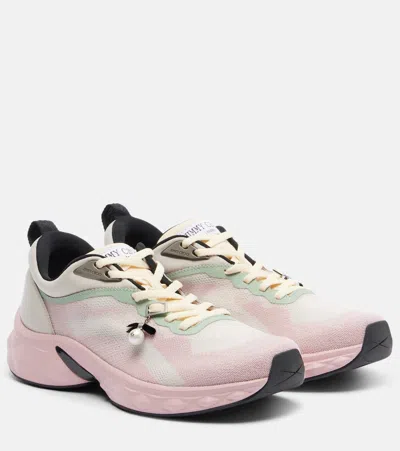 Jimmy Choo Diamond Run Sneakers Chunky Sole Charm Pull Tab In Pink