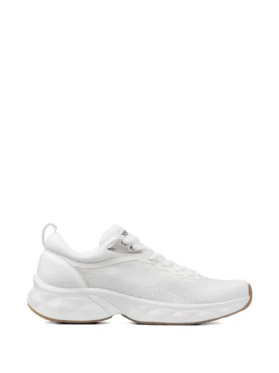 Jimmy Choo Diamond Run Leather Mesh Sneakers Pull Tab In White
