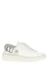 Jimmy Choo Diamond Maxi Crystal Leather Sneakers In White