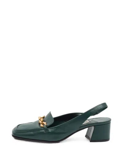 Pre-owned Jimmy Choo Diamond Slingback Pumps In Green