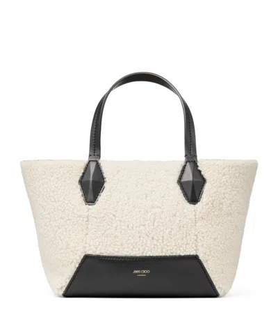 Jimmy Choo Diamond Small Shearling Tote Bag In Neutral