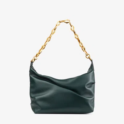 Jimmy Choo Diamond Soft Hobo/s In Dark Green/gold