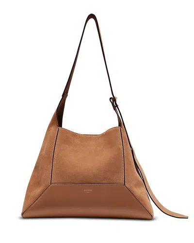 Jimmy Choo Diamond Suede Hobo Bag In Toffee/gold
