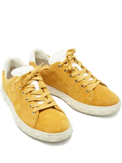Pre-owned Jimmy Choo Diamond Suede Sneakers In Yellow