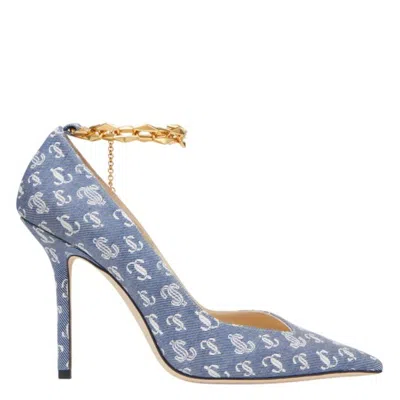 Jimmy Choo Diamond Talura 100 Denim Pumps In Blue