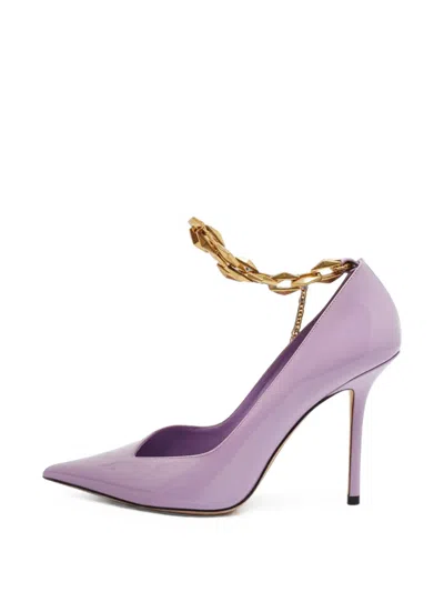 Pre-owned Jimmy Choo Diamond Talura Chain-link Pumps In Purple