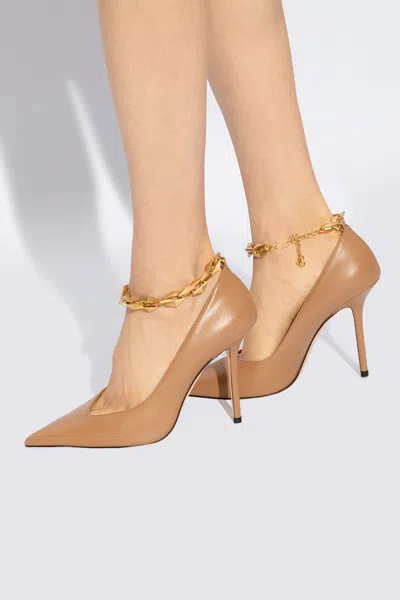 Jimmy Choo Diamond Talura 100mm Leather Pumps In Brown