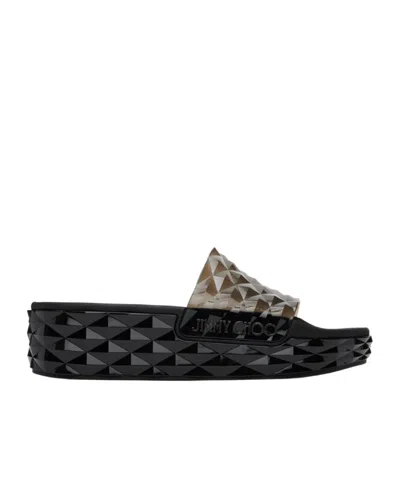 Jimmy Choo Diamond Thick Bottom Flip-flops In Black