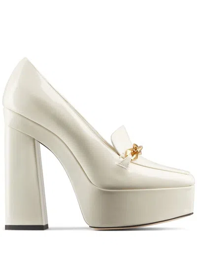 Jimmy Choo Chain-link Square-toe Pumps In Cream