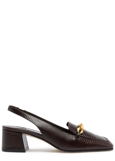 Jimmy Choo Diamond Tilda 45 Leather Slingback Pumps In Chocolate