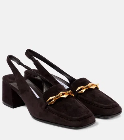 Jimmy Choo Diamond Tilda 45 Suede Slingback Pumps In Brown
