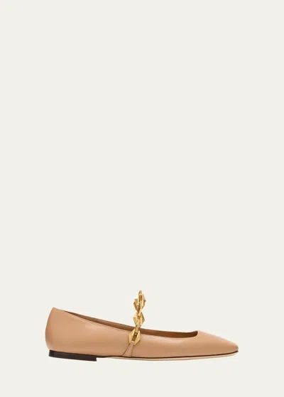 JIMMY CHOO DIAMOND TILDA CHAIN BALLERINA FLATS