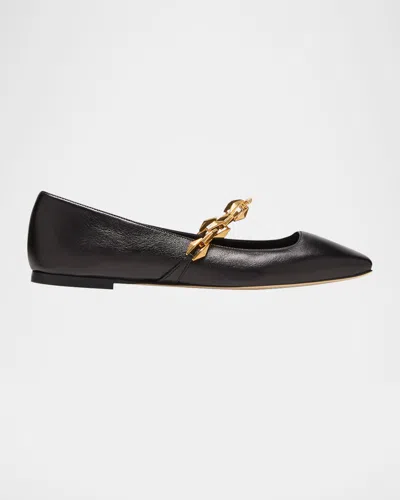 Jimmy Choo Diamond Tilda Chain Ballerina Flats In Black