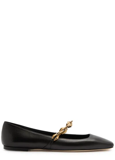 Jimmy Choo Diamond Tilda Embellished Leather Flats In Black