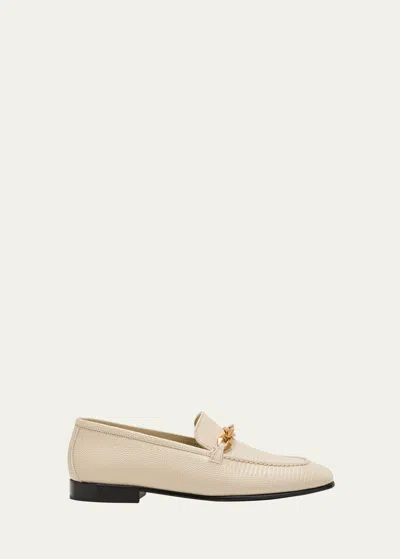 Jimmy Choo Diamond Tilda Embossed Chain Loafers In Beige