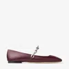 Jimmy Choo Diamond Tilda Square-toe Leather Flats In Garnet