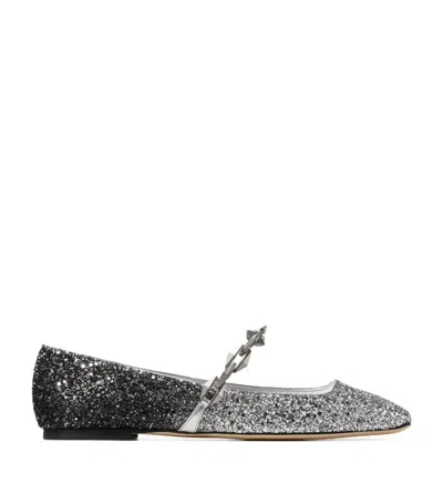 Jimmy Choo Diamond Tilda Flat In Silver/black