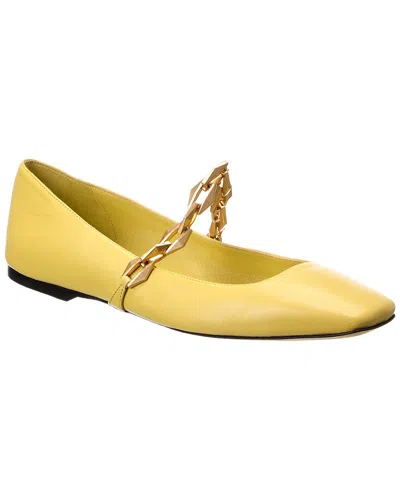 Jimmy Choo Diamond Tilda Leather Ballerina Flat In Yellow