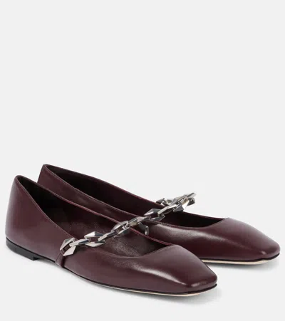 Jimmy Choo Diamond Tilda Leather Ballet Flats In Purple