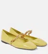 Jimmy Choo Diamond Tilda Leather Ballerina Shoes In Yellow