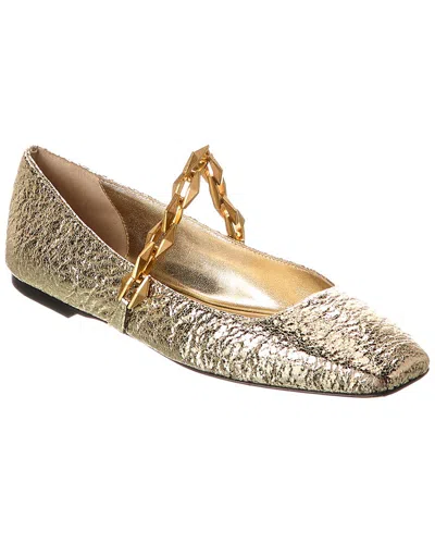 Jimmy Choo Diamond Tilda Leather Flat In Gold
