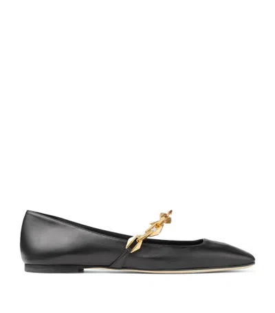 JIMMY CHOO DIAMOND TILDA LEATHER FLATS