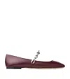 Jimmy Choo Diamond Tilda Square-toe Leather Flats In Red