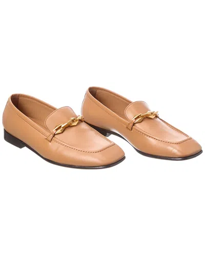 Pre-owned Jimmy Choo Diamond Tilda Leather Loafer (authentic Pre-loved) In Biscuit